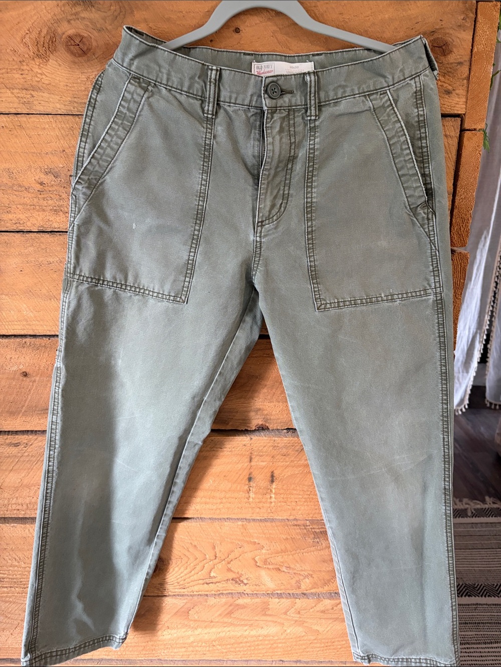 Old Navy Men's Olive Green Cargo-Style Cotton Pants